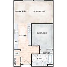 1 Bedroom 1 Bath A C405 floor plan